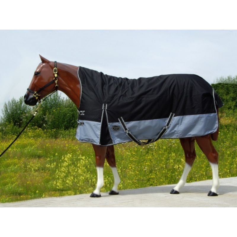 "TOP SCORE" Regen Winterdecke - HALF NECK - 600D - 300gr. filling - SCHWARZ - 74" bis 80"
