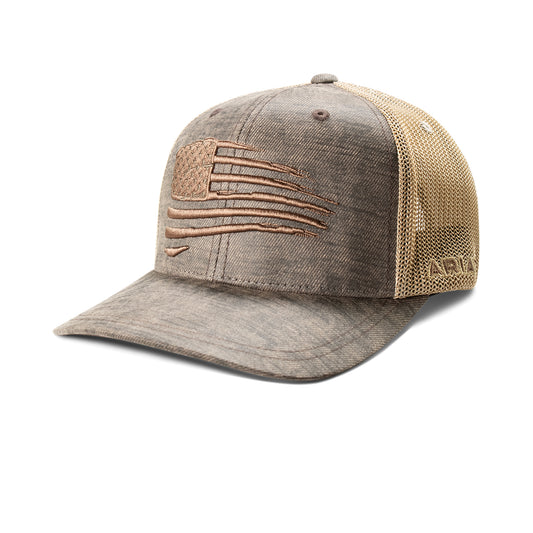 Ariat Mens Patriot Flag Trucker Cap Braun