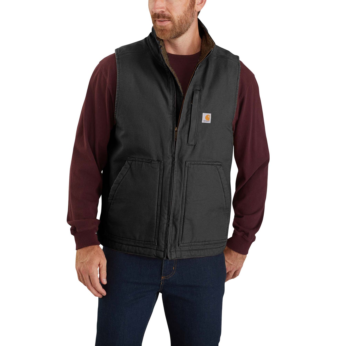 Carhartt Stehkragenweste aus gewaschenem Duck-Material