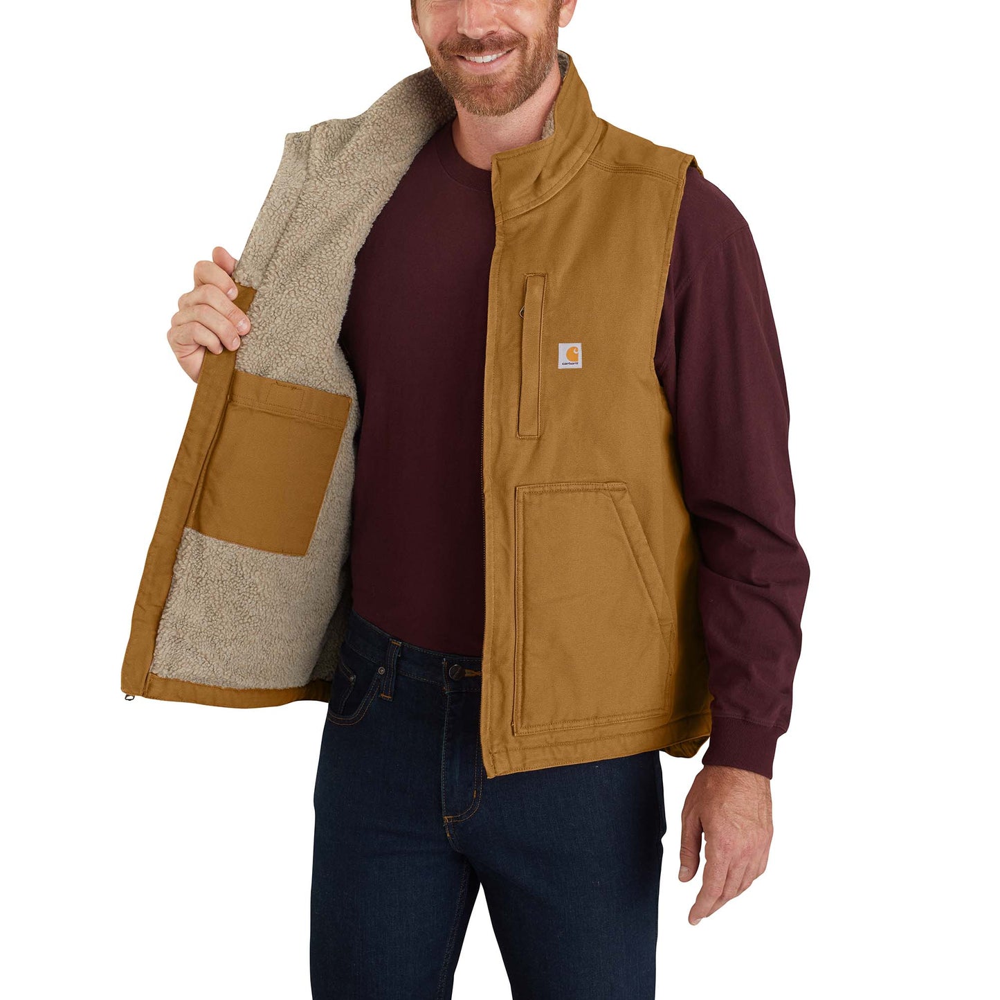 Carhartt Stehkragenweste aus gewaschenem Duck-Material