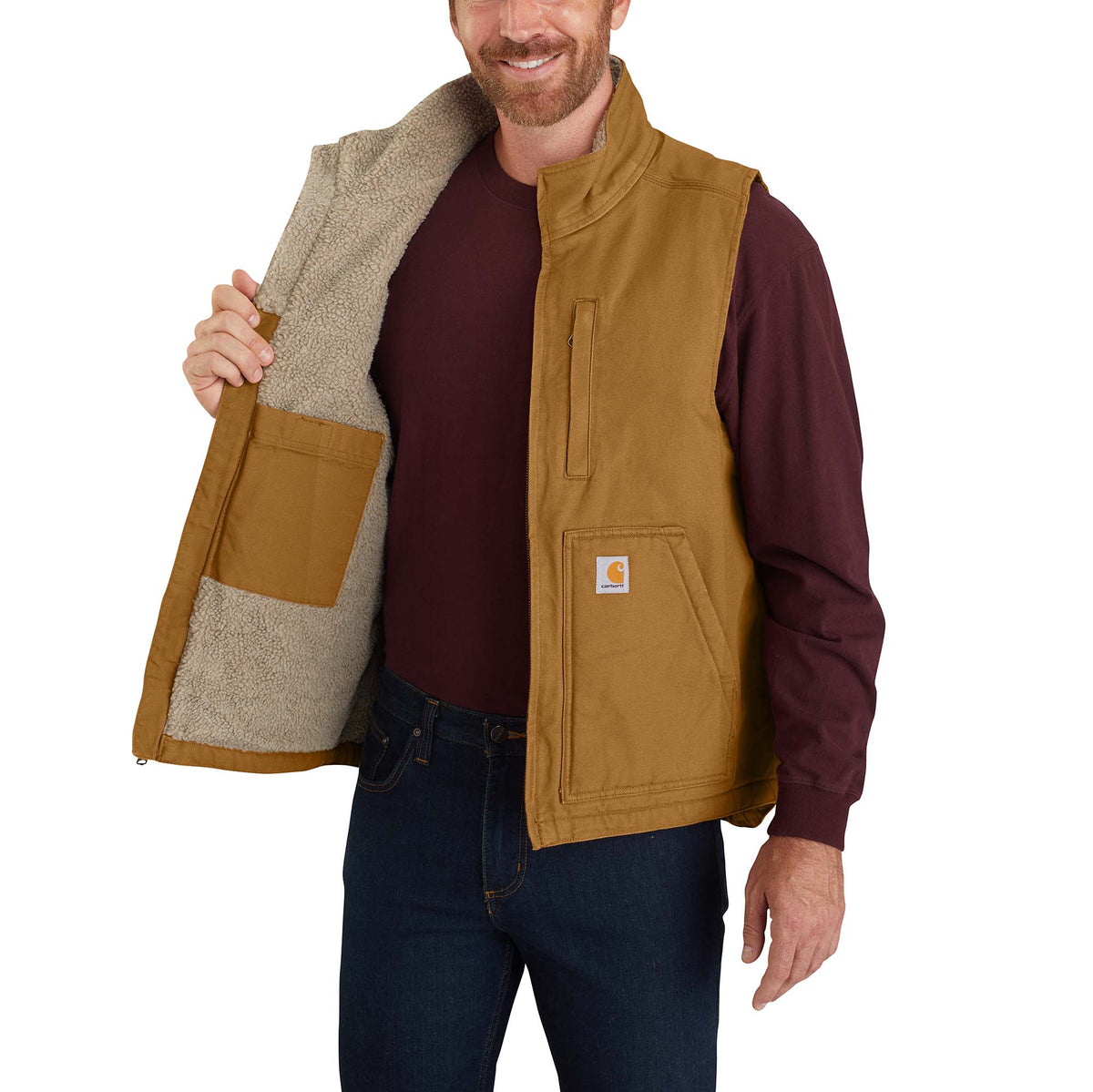 Carhartt Stehkragenweste aus gewaschenem Duck-Material