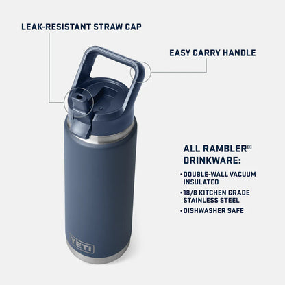 Yeti 26 oz Flasche (769 ml) mit farblich abgestimmtem Trinkhalmdeckel Yeti RAMBLER 26 OZ COLOUR STRAW BOTTLE