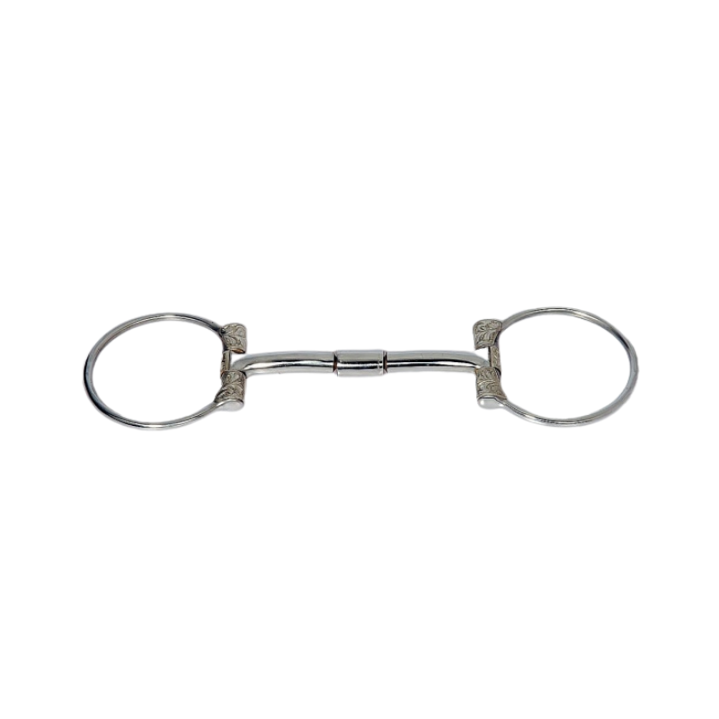 B. Allen D-Ring Snaffle Bit - St. Steel mit Silber - Show - 5 '' oder 5,5 '' Breite
