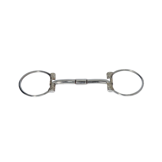 B. Allen D-Ring Snaffle Bit - St. Steel mit Silber - Show - 5 '' oder 5,5 '' Breite