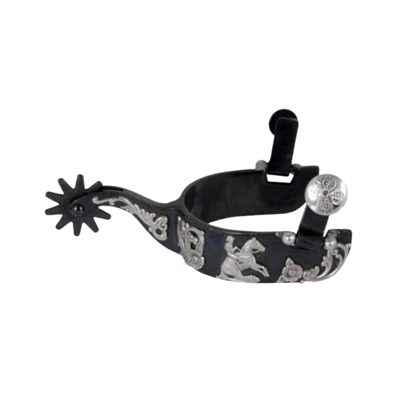 FG Spur - Black Steel Floral Reining Spur - #263130