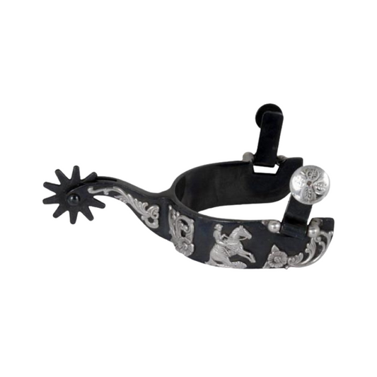 FG Spur - Black Steel Floral Reining Spur - #263130