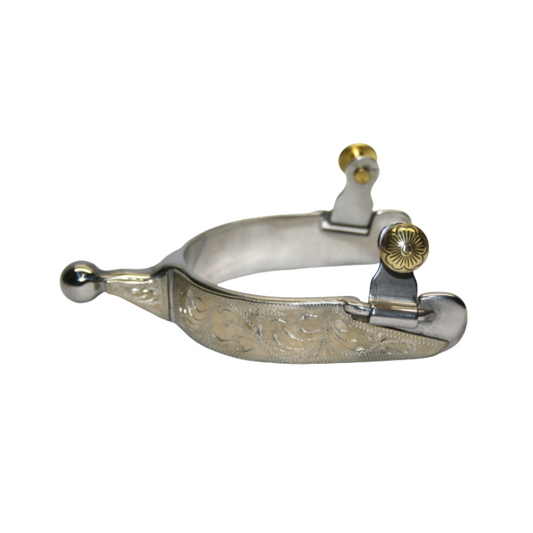 "KS" SS Engraved Short Ball End Spurs (35053)