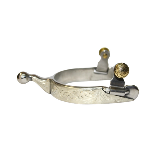 "KS" SS Engraved Ball Short End Spurs (35054)