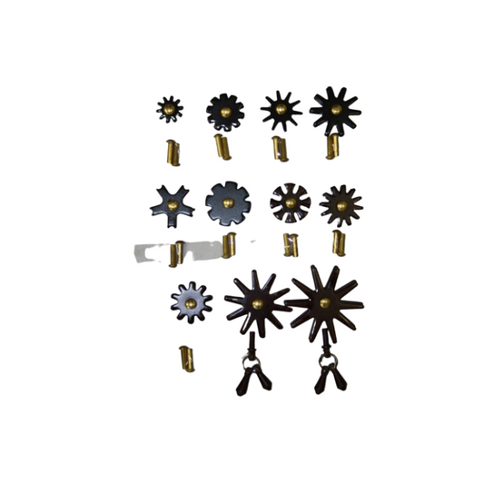 Black and Brown Steel Sporenräder Set - 11 Stück - mit Achsen & Jingle Bobs