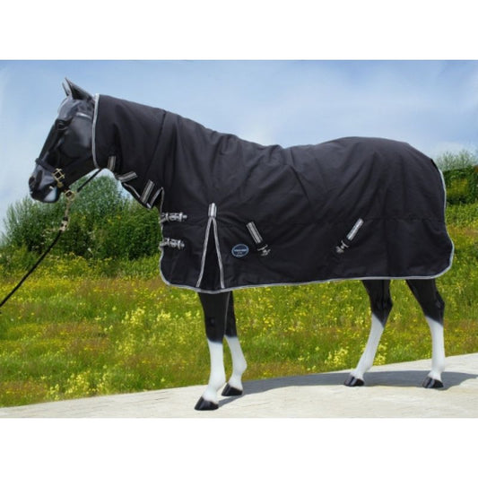 "TOUGH HORSE" - Regen Winterdecke - Combo mit Halsteil - 1200D - 300g filling - SCHWARZ - Größen 74´´(125cm) bis 80´´ (155cm)