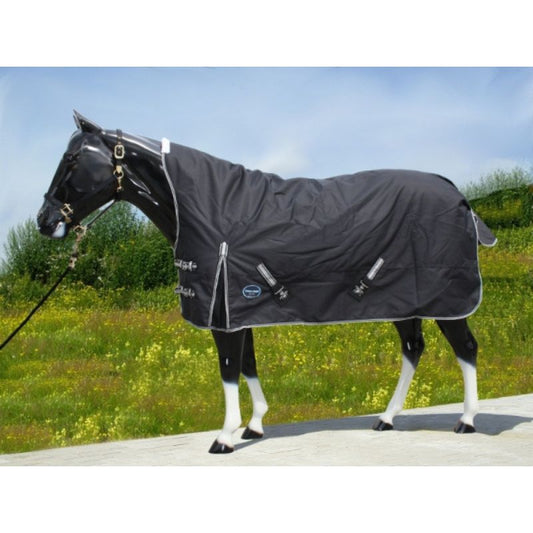 "TOUGH HORSE" - Regen Winterdecke - HALF NECK - 1680D - 300g filling - SCHWARZ - 76" & 78"