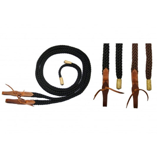 Poly Reins - FLAT BRAIDED - Lederenden - Braun oder Schwarz