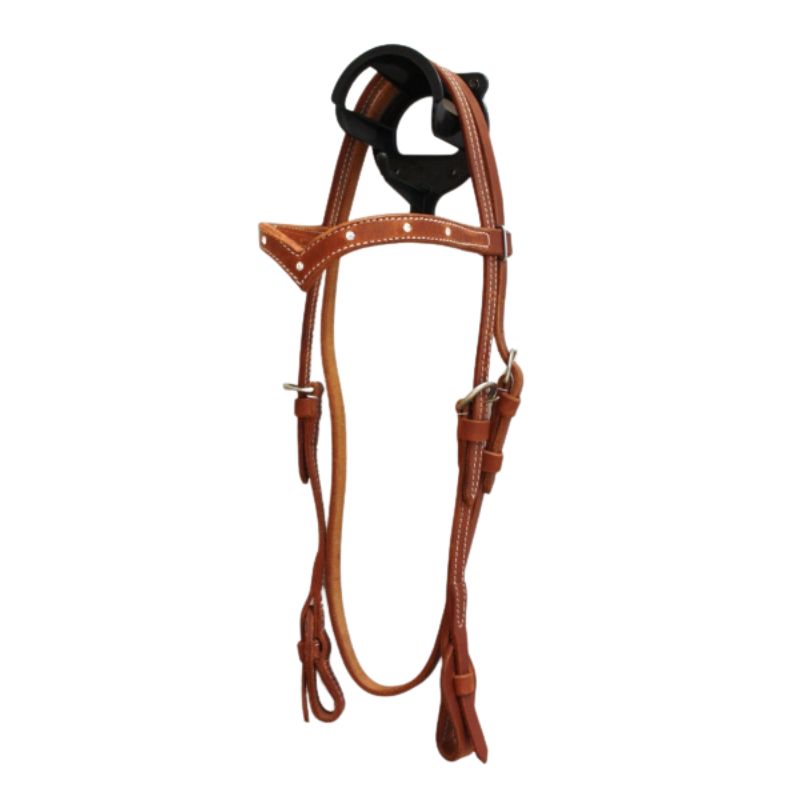 EE Tack Kopfstück - "V" Stirnband - Harness Leder - Clear Stones