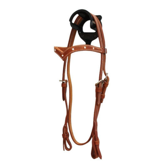 EE Tack Kopfstück - "V" Stirnband - Harness Leder - Clear Stones