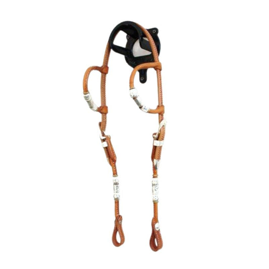 EE Tack Doppeleinohr Kopfstück - Herman Oak Leather Silver Buckle & Roller