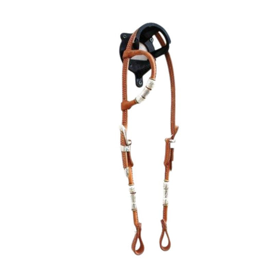 EE Tack Einohr Kopfstück - Herman Oak Leather Silver Buckle & Roller