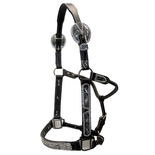 EE Tack Premium Show Halfter - SILBER - mit Führleine - MITTELBRAUN - COB Size